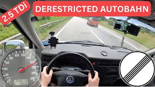 VW T4 25 TDI Derestricted AUTOBAHN TOPSPEED Drive  POV  RAW [upl. by Wons]