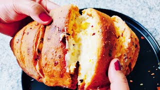 Yeastless Eggless Dominos Stuffed Garlic Bread  Sandhyas Happy Kitchen [upl. by Aekin]