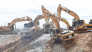 Amazing Excavator Operator Climbing Up Hill Excavator Hard Working In Mud Digging [upl. by Oicnoel541]