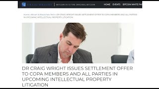 News Dr Craig Wright Issues COPA Settlement Offer [upl. by Bradney]