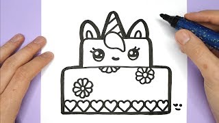 How to Draw a Cute Unicorn Cake  Happy Drawings Unicorn  By Rizzo Chris [upl. by Most]