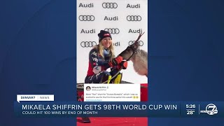 Mikaela Shiffrin wins 1st World Cup slalom of season 98th career victory [upl. by Harbed]