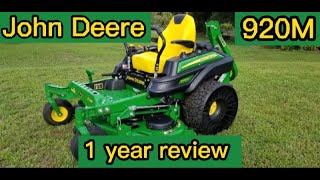 John Deere 920M Review John Deere 2020 Commercial Zero Turn One Year 920M Review [upl. by Mcferren]