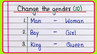 Change the gender in English  Masculine and Feminine Gender  Gender Name 10  Gender [upl. by Yasmin817]