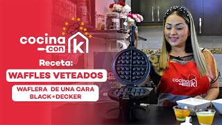 Cocina con K  WAFFLES VETEADOS en nuestra WAFFLERA GIRATORIA Wm1000b de BlackDecker [upl. by Gaul]