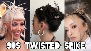 90s TWISTED SPIKED HAIRSTYLE DOJA CAT GRAMMYS INSPIRED [upl. by Groeg]