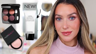 NEW CHANEL LA BASE ILLUMINATRICE MAKEUP PRIMER AND 02 TWEED POURPRE EYESHADOW TUTORIAL [upl. by Longmire177]