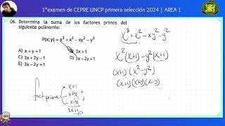 1° EXAMEN CEPRE UNCP 2024 PRIMERA SELECCIÓN  AREA 1 [upl. by Ika634]