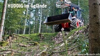 Skidder trail with a backhoe  HUDDIG Fahrt in Rückegasse mit einem Baggerlader [upl. by Anerac]