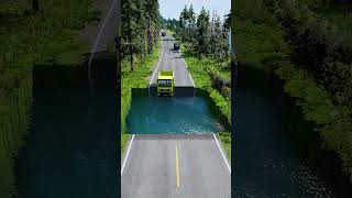 Dump trucks vs water pit 22  BeamNG drive beamngdrive carsvsstairs carsvsmassivepotholes [upl. by Ocnarfnaig]