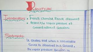 RAOULTquotS LAW  SOLUTIONS AND COLLIDES  CLASS 11 CHEMISTRY  FEDERAL BOARD  FBISE [upl. by Drewett]