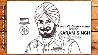 gallantry award winners Captain karam singh drawing [upl. by Hendon]