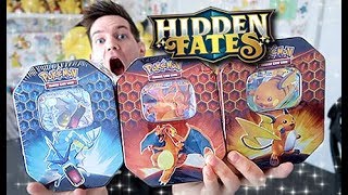 ALL 3 BRAND NEW HIDDEN FATES TIN OPENING [upl. by Jeane]