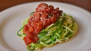 Grain Free Zucchini Noodles with Tomato Sauce Recipe using the Veggetti [upl. by Hsiwhem]