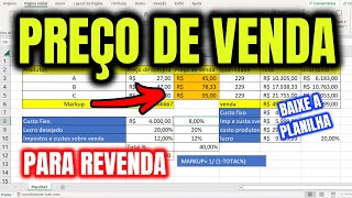 Como Calcular Preço de Venda de um Produto para Revenda no Excel [upl. by Enneibaf]