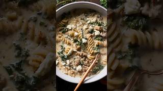 Creamy Sausage Kale Pasta Soup with Feta recipe shorts [upl. by Newmark]