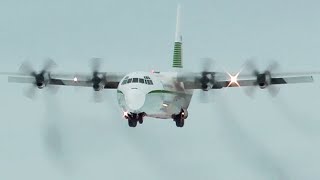 Lockheed L100 C130 Smoking Approach and Landing [upl. by Vasti]