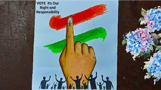 Matdata jagrukta posterElection drawingvoter awareness drawing with oil pastel [upl. by Liddy334]