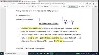 Approximation Methods in Chemistry The Variation Method Semester 2 MSc Chemistry MGU Kottayam [upl. by Mireille]