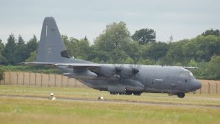 Lockheed Martin MC130J Hercules Commando II US Air Force USAF departure at RIAT 2015 AirShow [upl. by Nathan]