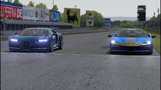 Bugatti Chiron vs Ferrari SF90 Stradale Fiorano at Monza Full Course [upl. by Aihsikal]