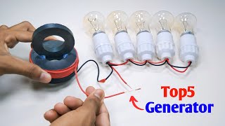 Free Electricity 220V Top5 Self Running Copper Coil Light Bulb 35KW Transformer Generator Idea [upl. by Marley]