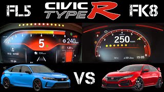 Civic Type R FL5 2023 vs Honda Civic Type R FK8 2021 acceleration battle 0250 [upl. by Eityak]