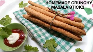 HOMEMADE CRUNCHY MASALA STICKS  Dipping  Soup  Bread sticks  Grissini  foodielekharecipes [upl. by Dranek731]