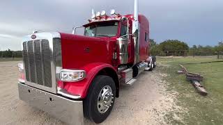 51 2023 Viper Red Peterbilt 389 and a Closer Look At The New Peterbilt Dash [upl. by Rellek754]