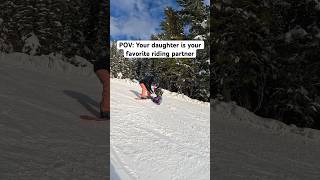 The Way She Follows And Copies Her Dad snowboarding [upl. by Bacon]