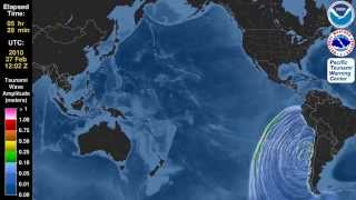 Tsunami Animation Maule Chile 2010 Mercator [upl. by Parrnell]