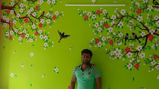 New Home Hand Wall Paintingwalldesigne shortvideo painting wallart youtubeshorts wallpainting [upl. by Ahtebat]