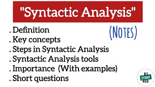 Linguistics Syntactic Analysis Notes [upl. by Adnanref807]