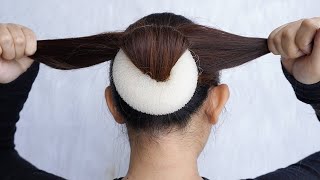 Get Gorgeous In Minutes Hair Bun With A Donut [upl. by Yalonda]