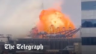 Moment cargo ship explodes at Chinas key port [upl. by Euqininod]