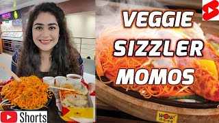 Sizzling Hot Momos and Chowmein WowMomo Veggie Sizzler Momo Platter  youtubeshorts shorts [upl. by Aiak]