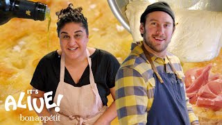 Brad Makes Focaccia Bread with Samin Nosrat  Its Alive  Bon Appétit [upl. by Kcirdneked55]