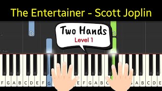 The Entertainer  Scott Joplin  piano tutorial two hands easy  Level 1 [upl. by Artimid]