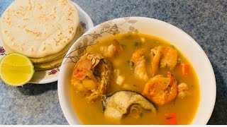 Como hacer sopa de mariscos o mariscada Salvadoreña facilísimo [upl. by Aleinad232]