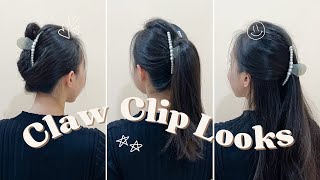 3 Different Claw Clip Hairstyles Tutorial [upl. by Dewain]