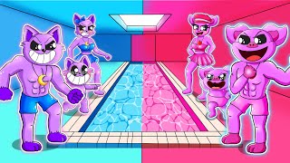 Swimming Challenge Between PINK amp BLUE Families  Cartoon Animation  Poppy Playtime Chapter 3 [upl. by Sarilda]