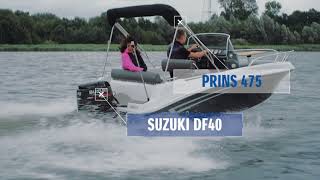 Suzuki DF40 4takt buitenboordmotor 40 PK amp Prins 475 [upl. by Asyal349]