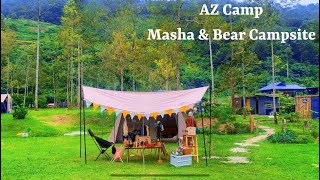 Masha and the bear  Eng subs camping malaysia  asmr camping  rainy sound [upl. by Etram235]