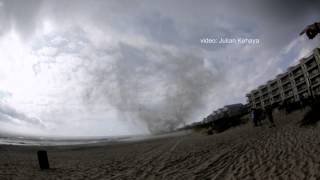 Water Spout makes landfall in Carolina Beach NC [upl. by Anirrehs]