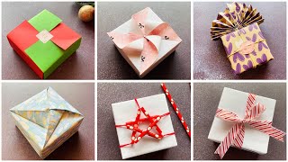 6 Fancy Gift Wrapping for Square Box  Christmas Gift Wrapping Ideas  How to Wrap a Square Box [upl. by Murphy]