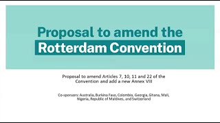 Proposal to amend the Rotterdam Convention [upl. by Kirrad]