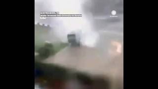 Dramatic Tornado Flips Football Trailer at MTSU [upl. by Eldreda801]