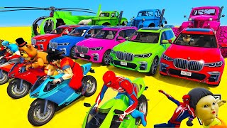 GTA V SPIDERMAN 2 FIVE NIGHTS AT FREDDYS POPPY PLAYTIME CHAPTER 3 Join in Epic New Stunt Racing [upl. by Siseneg]