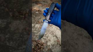 Feather Damascus drop point skinning knife knifemaking [upl. by Bywaters]