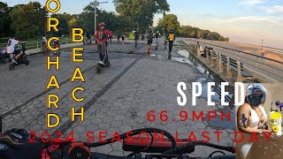 fastest electric scooter 2024 Season last day in orchard beach city island wolf king gt top speed 66 [upl. by Etnuad]